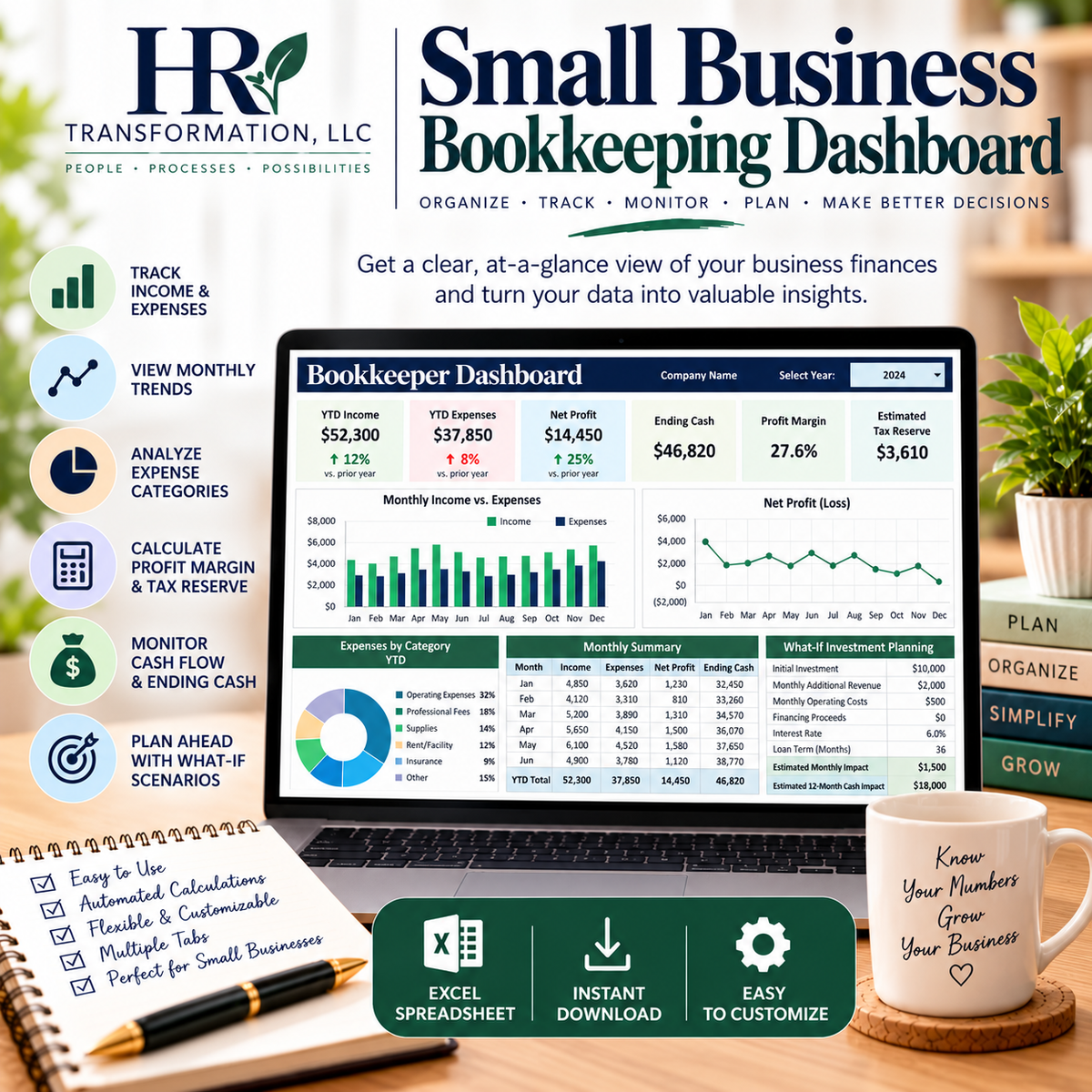 Bookkeeper Dashboard Spreadsheet